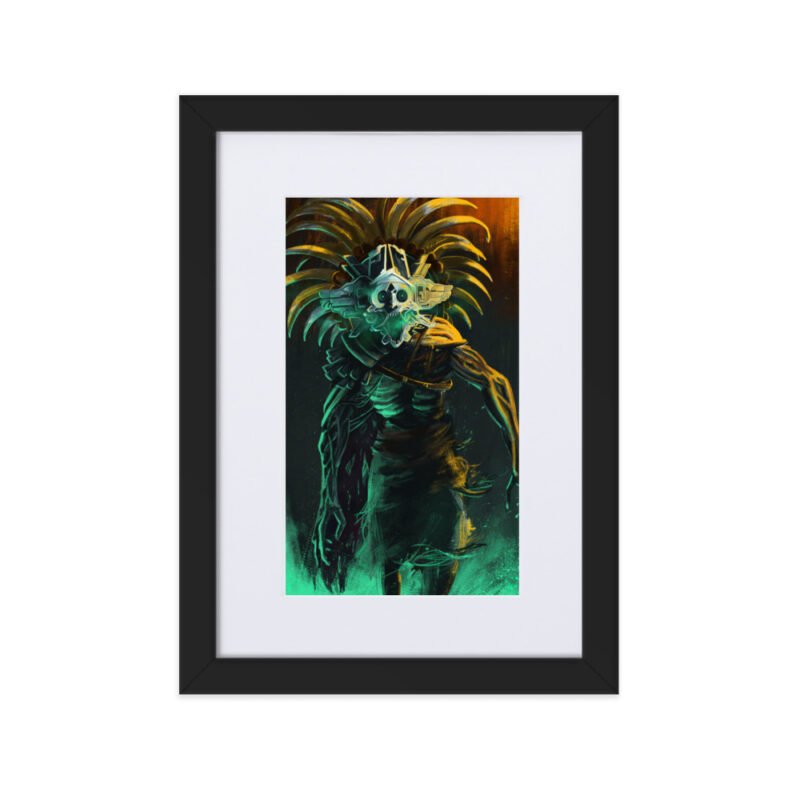 matte-paper-framed-poster-with-mat-cm-black-21x30-cm-transparent-68d08f1ce8b40.jpg Tláloc Matte Paper Framed Poster With Mat